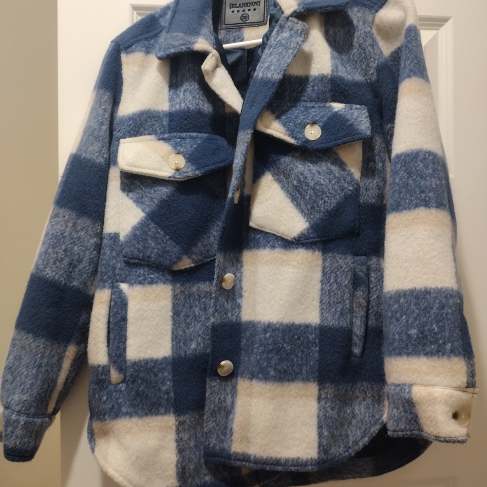 Blank NYC Blue and White Plaid Ladies Jacket